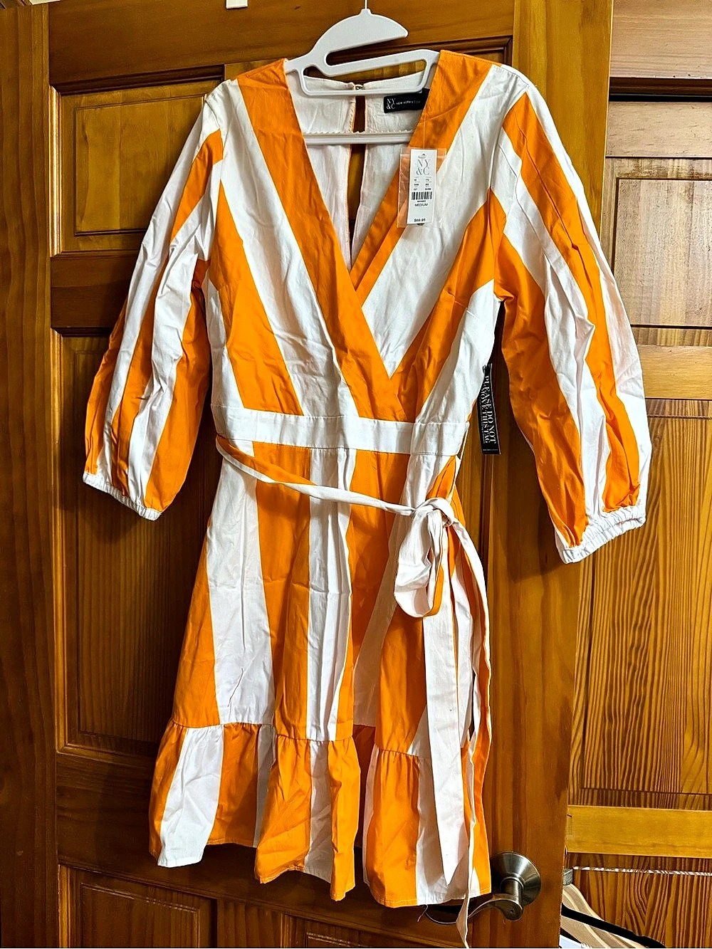 NY&Co Orange and White Striped Dress